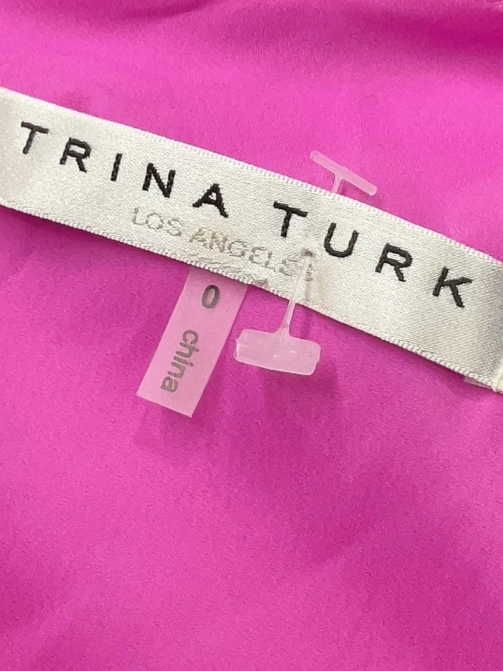 Trina Turk Hot Pink Cold-Shoulder Ruffle Shift Dress